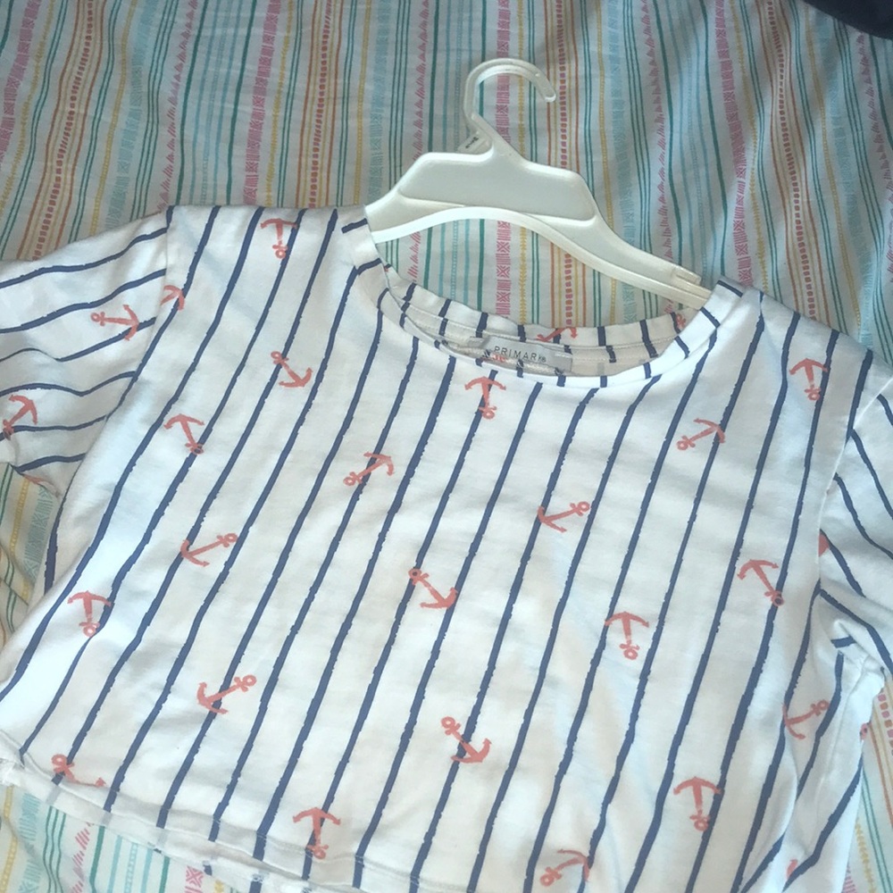 Pink and blue sailor crop top